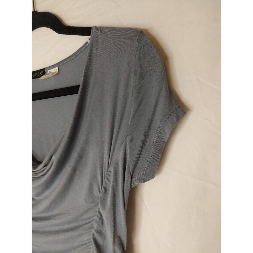 VENUE Grey Ruched Scoop Neck Dress, Sz XS Comfort Knee Length Dress - Picture 5 of 8
